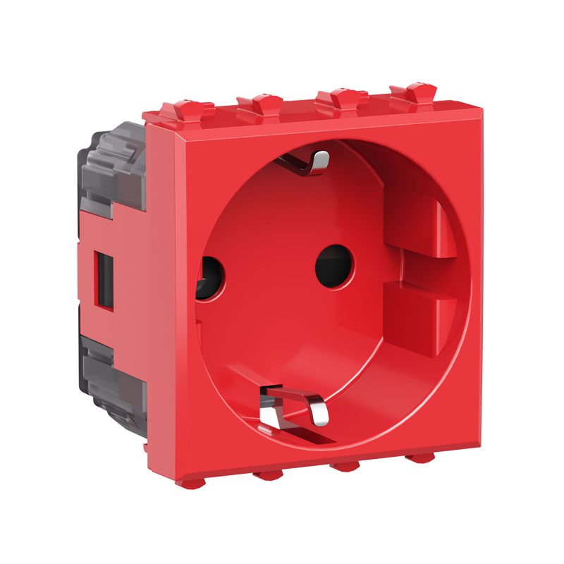 Розетка 1-м 2мод. Avanti "Красный квадрат" 16А IP20 2P+E защ. шторки красн. DKC 4401002