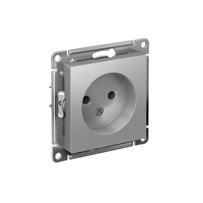 Розетка 1-м СП AtlasDesign 16А IP20 без заземл. без защ. шторок механизм алюм. SE ATN000341