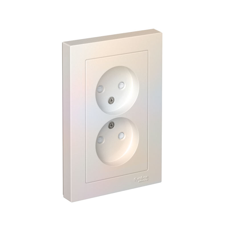 Розетка 2-м СП AtlasDesign 16А IP20 без заземл. защ. шторки в сборе жемчуж. SE ATN000422
