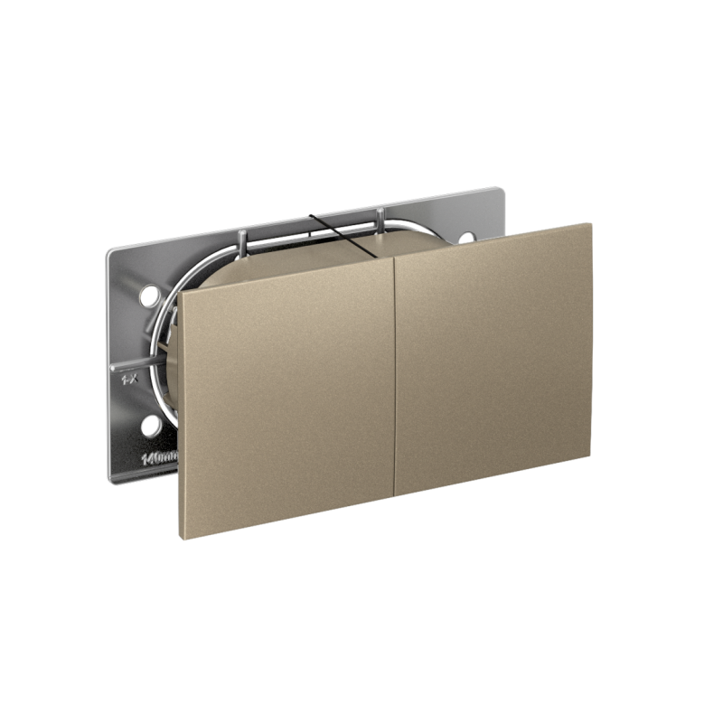 Розетка 2-м СП AtlasDesign 16А IP20 с заземл. защ. шторки со сдвижн. крышкой в сборе шампань SE ATN000528