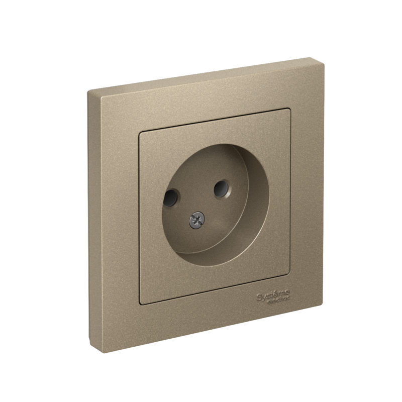 Розетка 1-м СП AtlasDesign 16А IP20 без заземл. в сборе шампань SE ATN000540