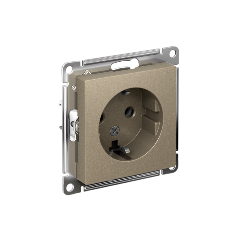 Розетка 1-м СП AtlasDesign 16А IP20 с заземл. механизм шампань SE ATN000543