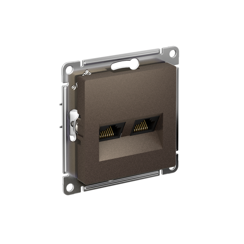 Розетка компьютерная 2-м AtlasDesign RJ45 кат.5E механизм мокко SE ATN000685