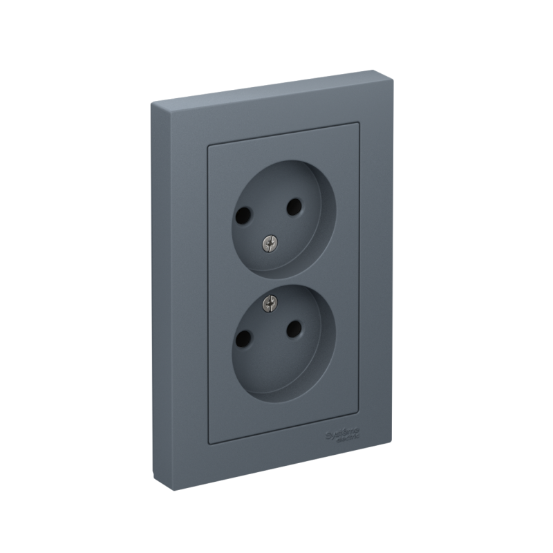 Розетка 2-м СП AtlasDesign 16А IP20 без заземл. в сборе грифель SE ATN000720