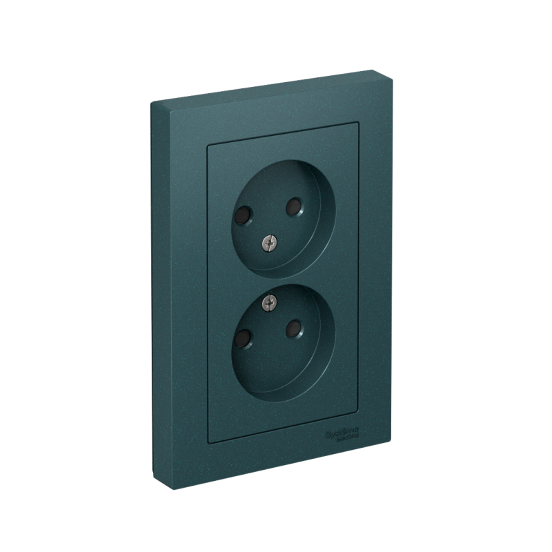 Розетка 2-м СП AtlasDesign 16А IP20 без заземл. защ. шторки в сборе изумруд SE ATN000822
