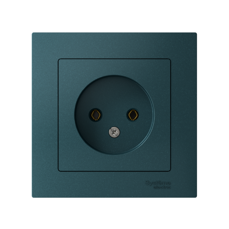 Розетка 1-м СП AtlasDesign 16А IP20 без заземл. в сборе изумруд SE ATN000840