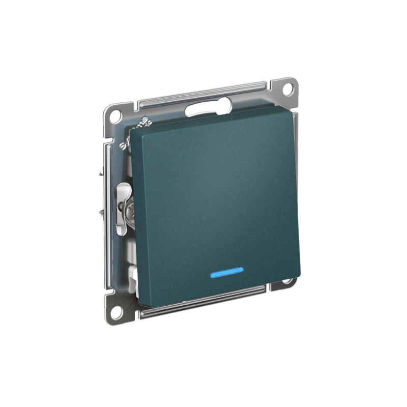 Переключатель проходной 1-кл. СП AtlasDesign 10А IP20 (сх. 6а) 10AX с подсветкой механизм изумруд SE ATN000863