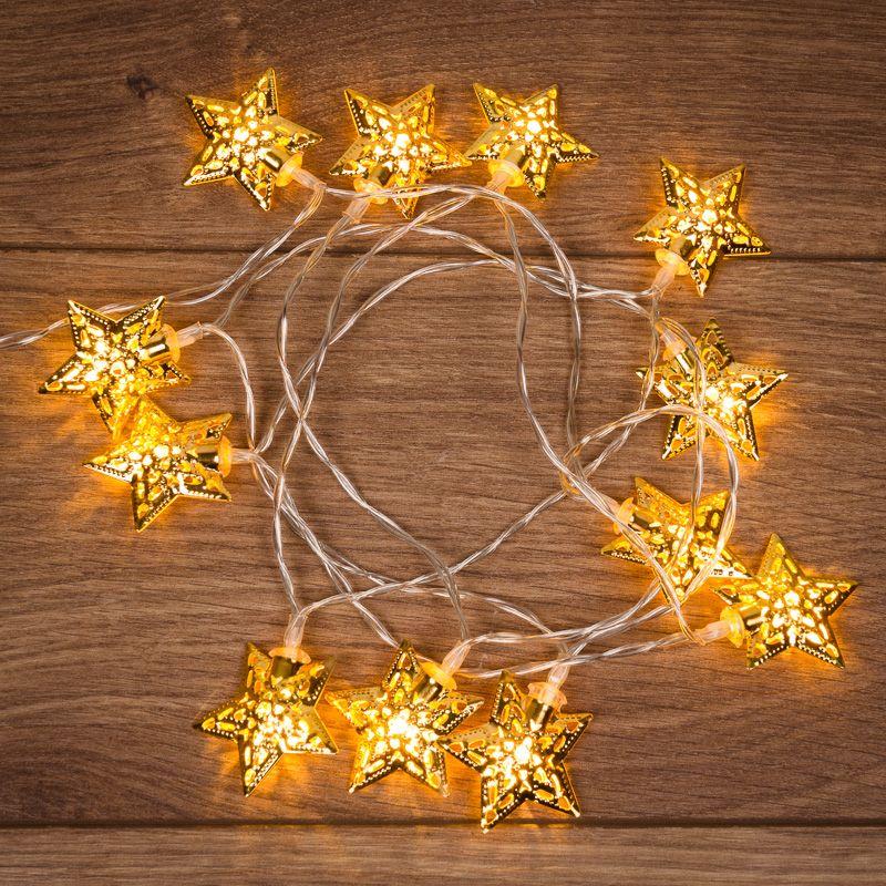 Гирлянда светодиодная "Звезды" 1.2м 12LED тепл. бел. 0.5Вт IP44 на солнечной батарее Neon-Night 303-070