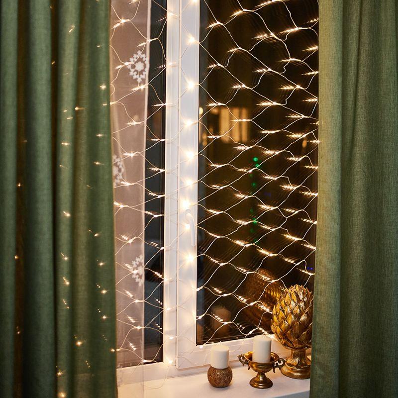 Гирлянда светодиодная "Сеть" 1.8х1.5м 180LED тепл. бел. 15Вт IP20 провод ПВХ прозр. Neon-Night 215-136