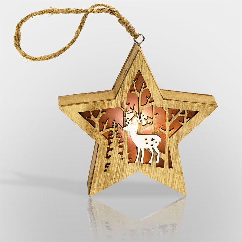 Фигура деревянная "Звездочка" 24х13х3.6см 0.1Вт IP20 с подсветкой Neon-Night 504-022