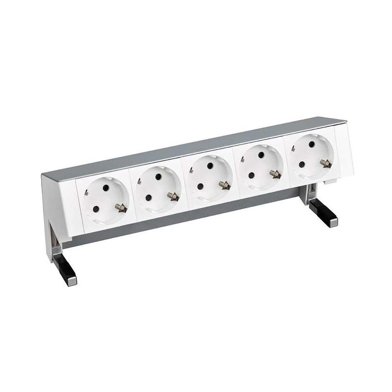 Блок розеточный настольный 5х2P+E алюм. Simon 400 42505000-133