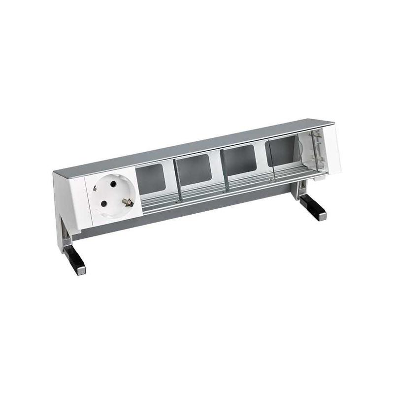 Блок розеточный настольный 1х2P+E 4 пустых мод. алюм. Simon 400 42501000-133