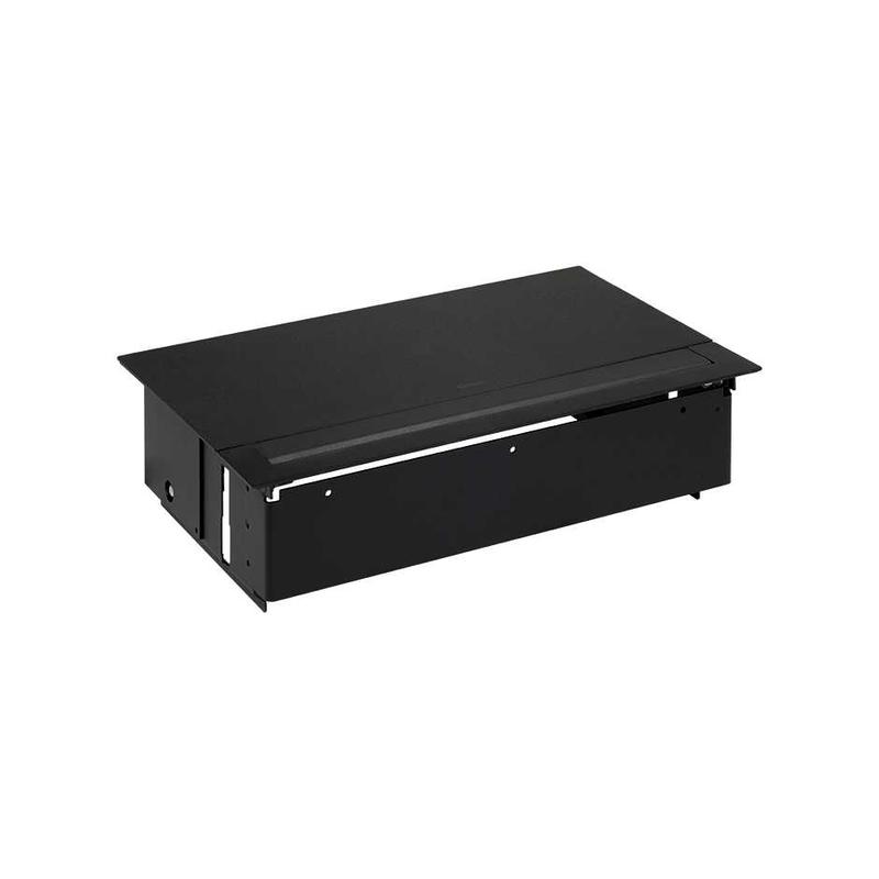 Блок розеточный врезной с крышкой и мет. вводом 2х2P+E 2 пустых мод. черн. Simon 400 45402000-138