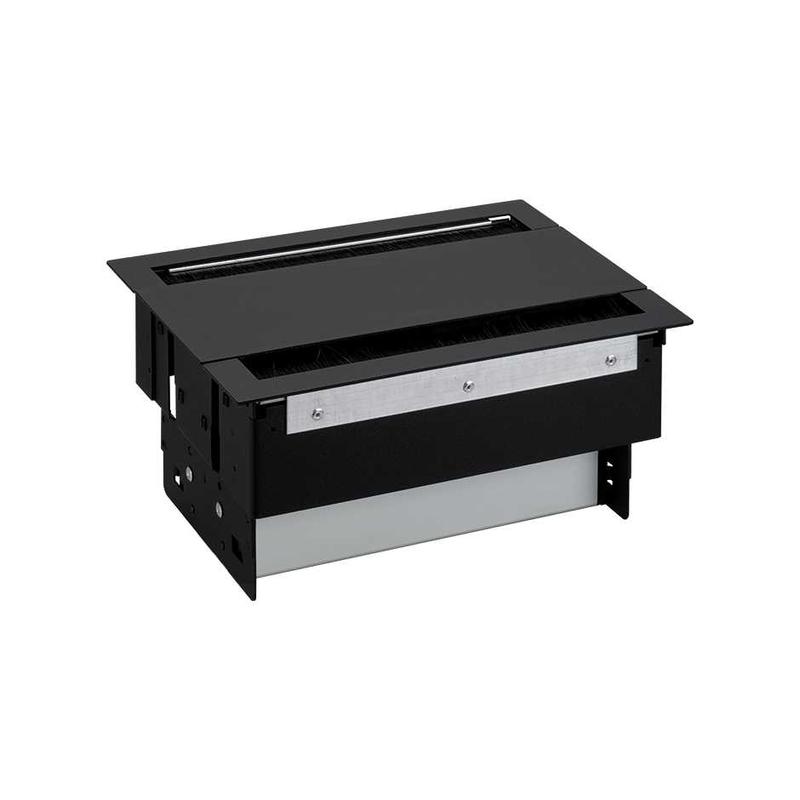 Блок розеточный врезной с крышкой двухсторон. ввод щетка 2х2P+E 6 пустых мод. черн. Simon 400 46401000-138