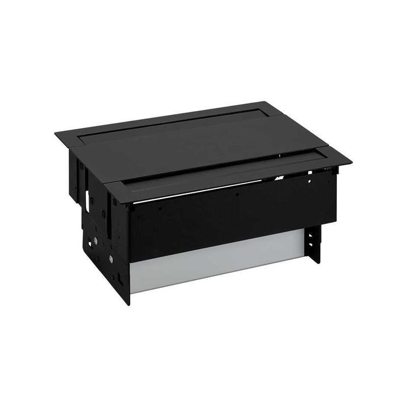 Блок розеточный врезной с крышкой двухсторон. и мет. вводом 2х2P+E 6 пустых мод. черн. Simon 400 47401000-138