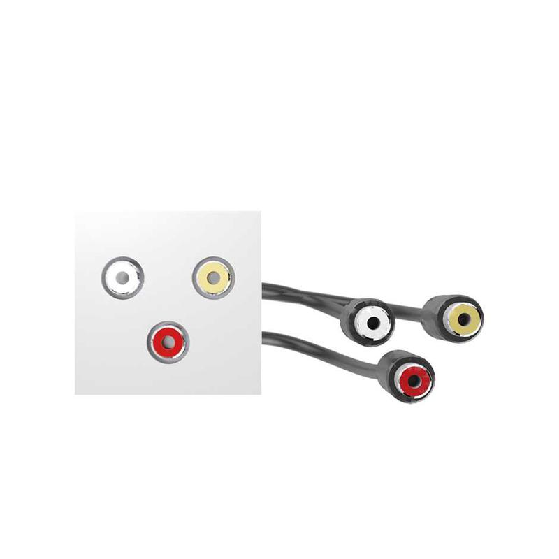 Модуль с адаптером проходной 3хRCA мама/мама бел. Simon 400 40001193-030