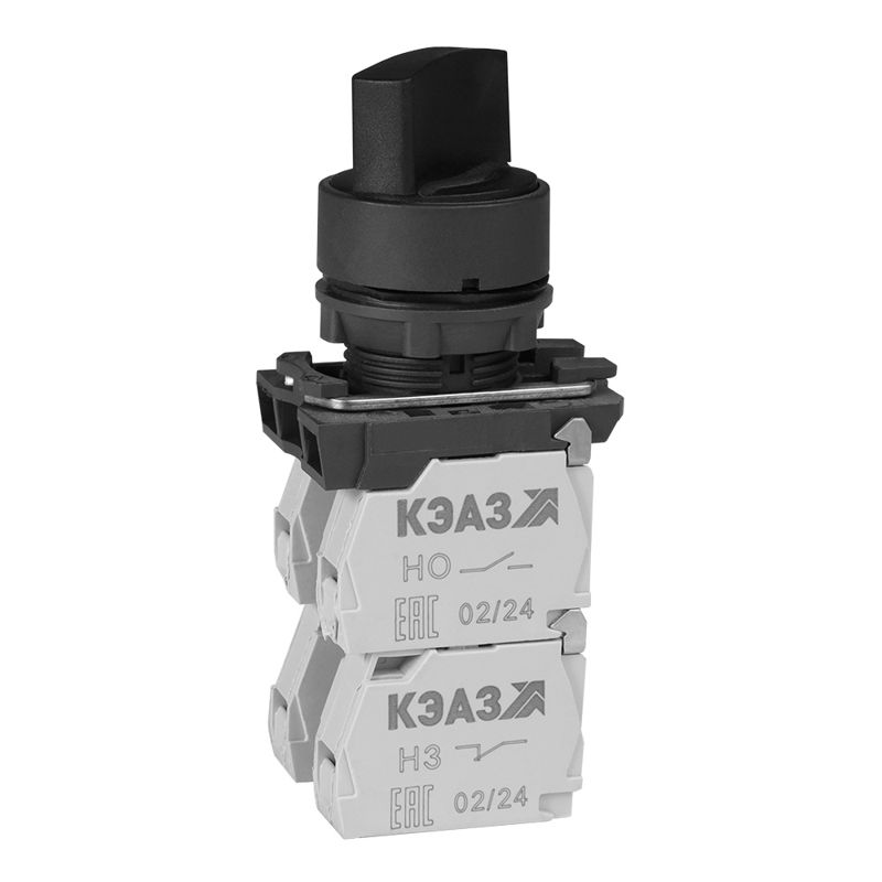 Переключатель КПЕ1531Р-черный-3но+1нз-ручка-фикс-2поз-IP54 КЭАЗ 274306