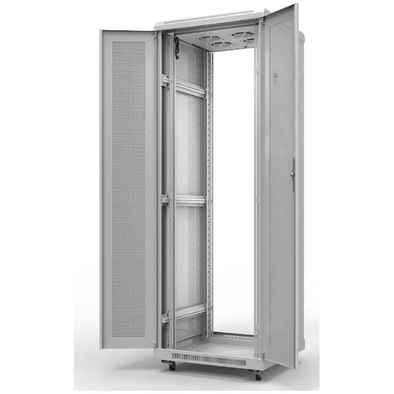 Шкаф телекоммуникационный напольный 19дюйм 42U 600х1000мм передняя и задняя распашные перфорир. двери разборный сер. RAL7035 Rexant 04-2362