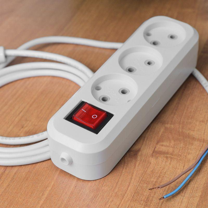 Колодка удлинителя 3-м без заземл. с кнопкой Rexant 11-8705