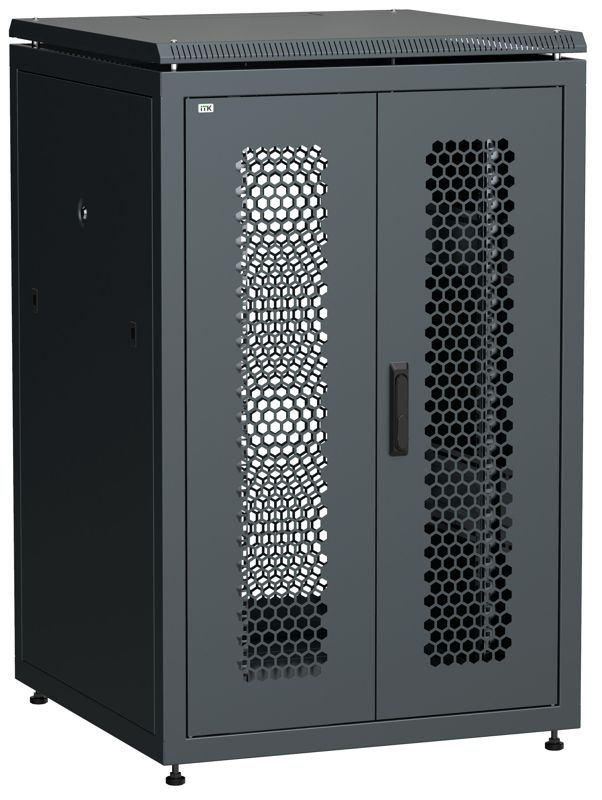 Шкаф сетевой LINEA N 24U 800х800мм распашная перфорир. передн. дверь; задн. перфорир. черн. ITK LN05-24U88-2PP