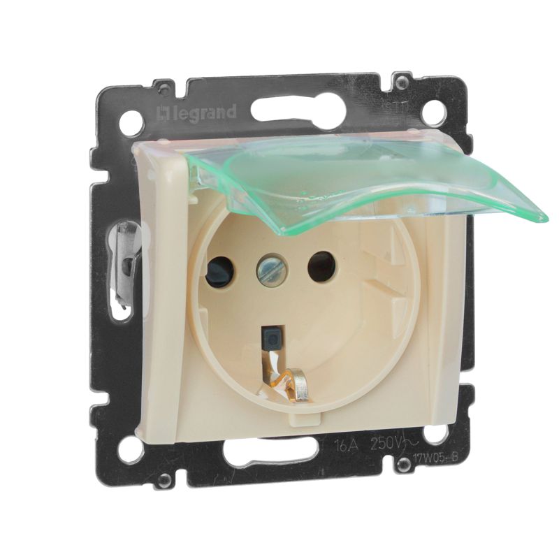 Розетка 1-м СП Valena 16А IP44 2P+E защ. шторки с крышкой немецк. стандарт механизм сл. кость IEK 774120