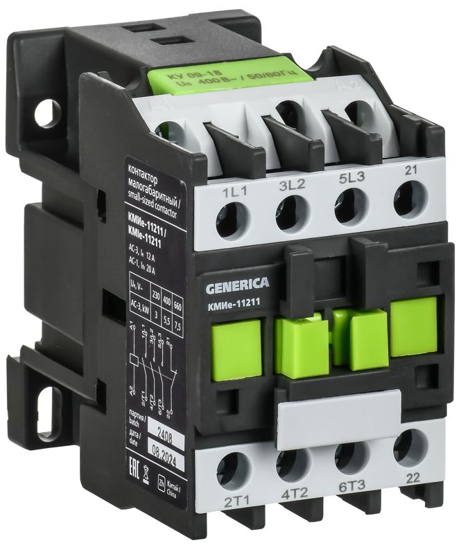 Контактор КМИе-11211 12А 400В/АС3 1НЗ GENERICA KKME11-012-400-01