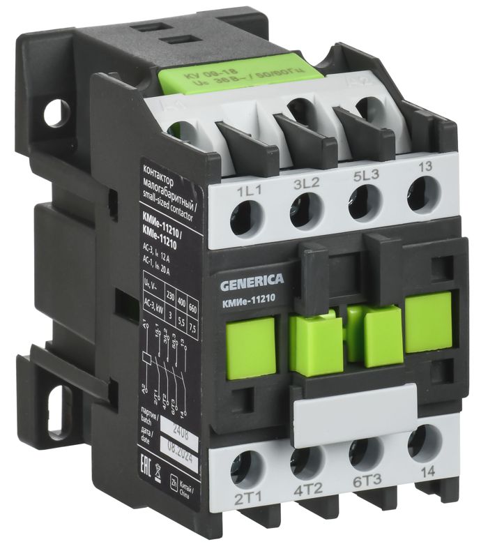 Контактор КМИе-11210 12А 400В/АС3 1НО GENERICA KKME11-012-400-10