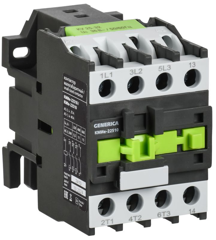 Контактор КМИе-22510 25А 230В/АС3 1НО GENERICA KKME21-025-230-10