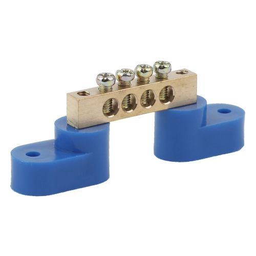 Шина N "ноль" на двух угловых изоляторах ШНИ-6х9-4-У2 NO-222-54 син. (уп.20шт) ЭРА Б0033434