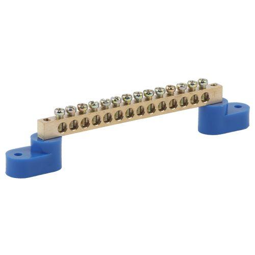 Шина N "ноль" на двух угловых изоляторах ШНИ-8х12-14-У2 NO-222-70 син. (уп.10шт) Эра Б0033449