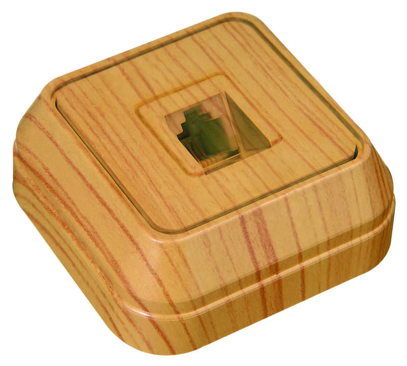 Розетка телефонная 1-м ОП 16А IP20 дуб Makel 45314