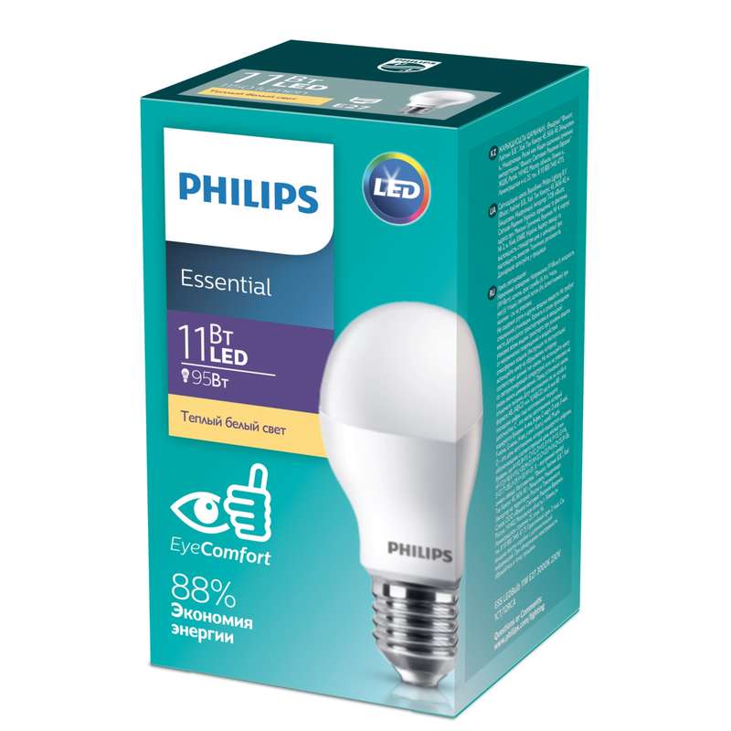 Лампа светодиодная ESS LEDBulb 11Вт E27 3000К 230В 1CT/12RCA PHILIPS 929001900287
