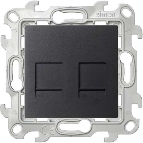 Розетка компьютерная 2-м СП Simon 24 RJ45 кат.5E UTP IP20 механизм графит Simon 2450593-038
