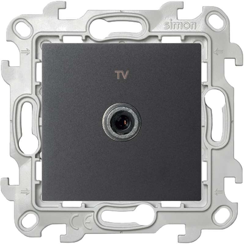 Розетка телевизионная проходная TV СП Simon 24 IP20 механизм графит Simon 2410475-038