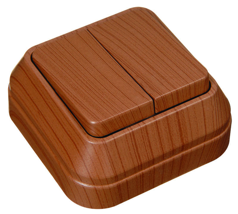 Выключатель 2-кл. ОП 10А IP20 орех Makel 45403