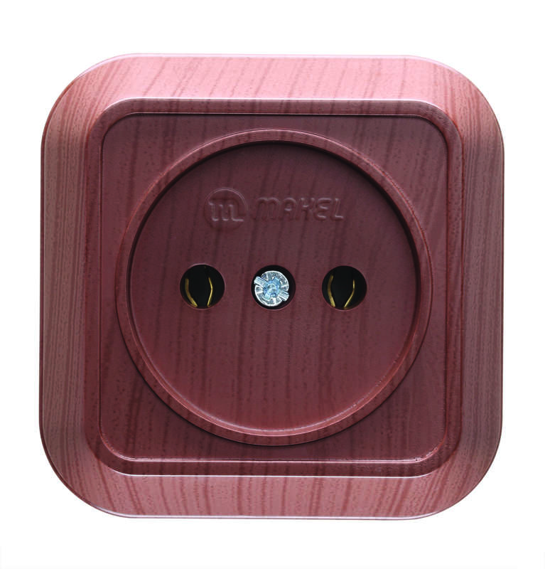 Розетка 1-м ОП 16А IP20 квадрат. без заземл. орех Makel 45402