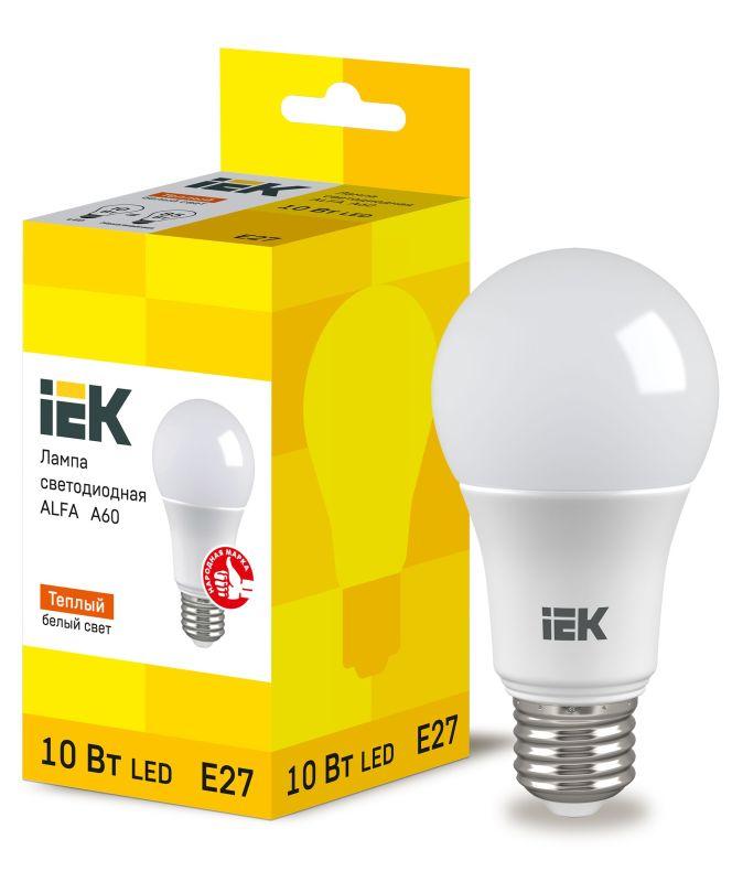 Лампа светодиодная Alfa 10Вт A60 грушевидная 3000К E27 230В IEK LLA-A60-10-230-30-E27
