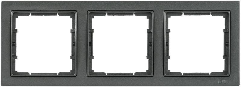 Рамка 3-м BOLERO Q1 РУ-3-БА квадрат. антрацит IEK EMB32-K95-Q1