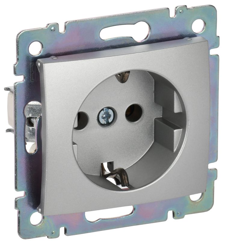 Розетка 1-м СП Valena 16А IP21 230/250В 2P+E с заземл. защ. шторки на винтах механизм алюм. IEK 770121