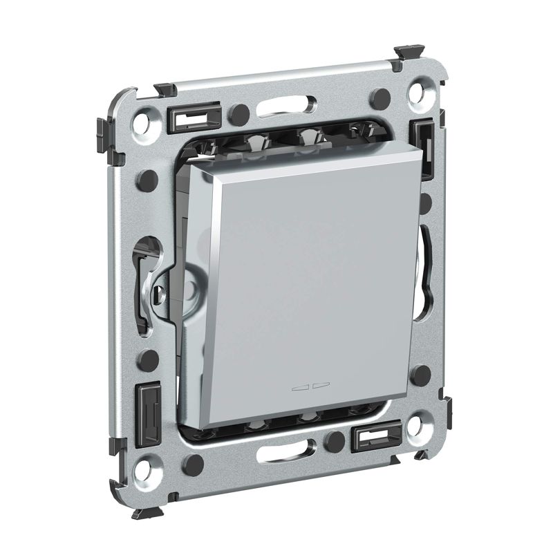 Переключатель 1-кл. 2мод. СП Avanti "Закаленная сталь" 16А сер. DKC 4404113