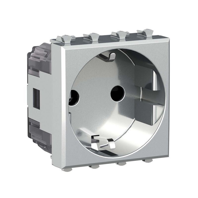 Розетка 1-м 2мод. Avanti "Закаленная сталь" 16А 2P+E защ. шторки сер. DKC 4404002