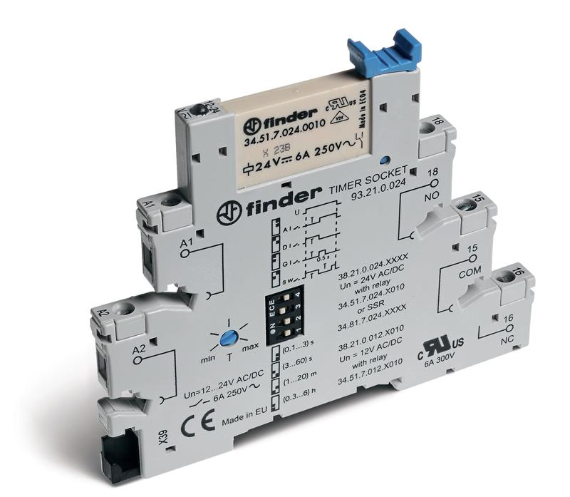 Модуль интерфейсный (сборка 34.51.7.024.0010 + 93.21.0.024) электромеханич. реле с таймером (мультифункциональные: AIDIGISW) 1CO 6А AgNi 24В AC/DC IP20 винт. клеммы FINDER 382100240060
