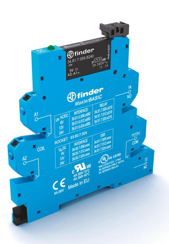 Модуль интерфейсный (сборка 34.81.7.024.8240 + 93.60.7.024) твердотельное реле MasterBASIC выход 2А (240В AC) 24В DC IP20 безвинт. клеммы Push-in FINDER 390070248240