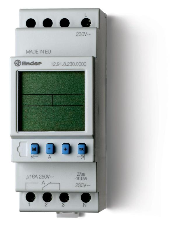 Реле времени цифровое ASTRO 16А 230В AC 1CO 35.8мм IP20 монтаж на рейку 35мм FINDER 129182300000