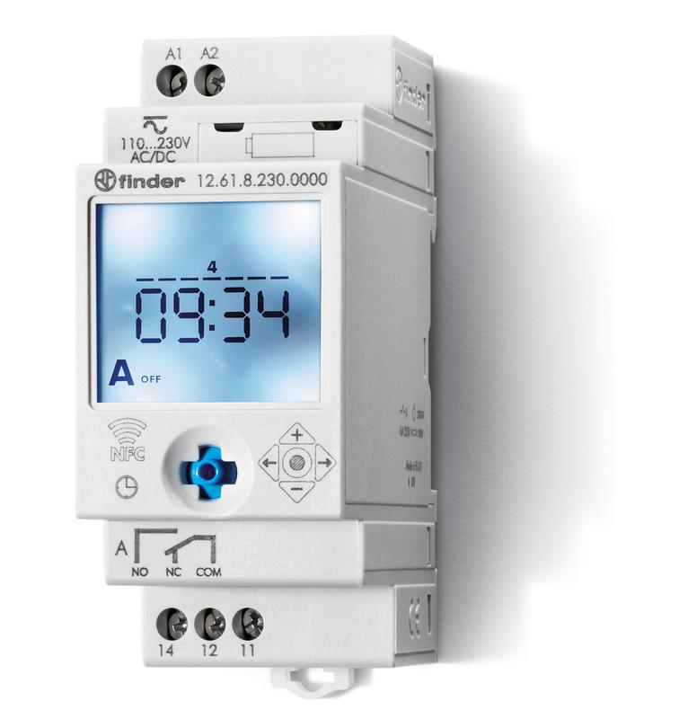 Реле времени цифровое недельное 16А 110…230В AC/DC 1CO NFC 35мм IP20 монтаж на рейку 35мм FINDER 126182300000