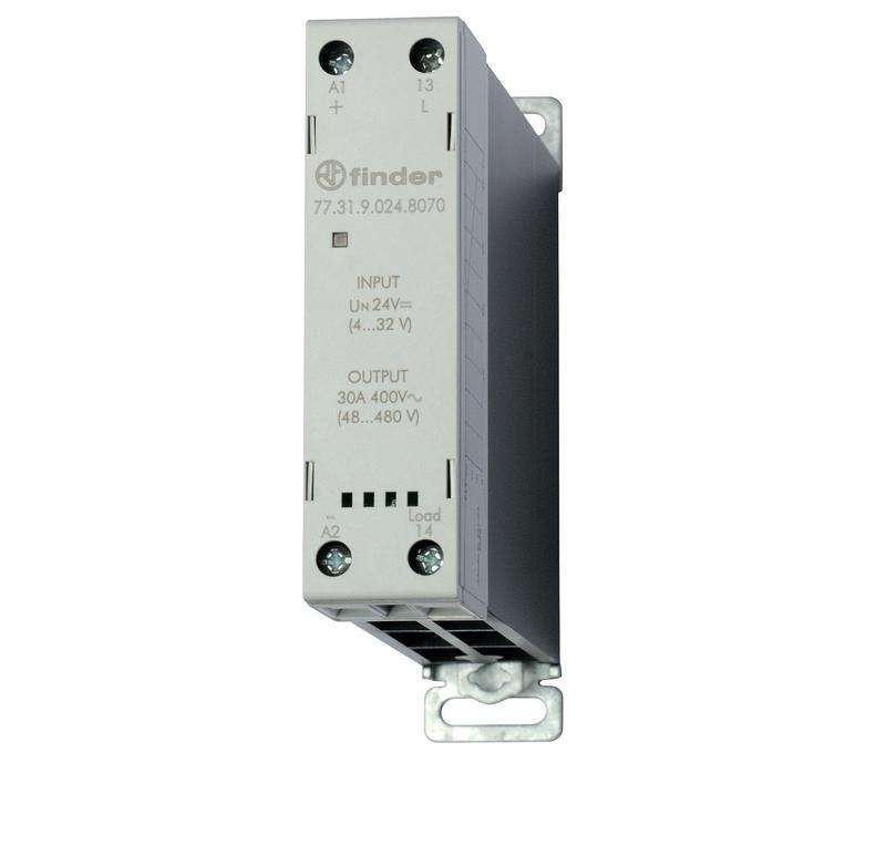 Реле модульное твердотельное выход 30А (60…440В AC) 230В AC функция "Произвольн. включ." 22.5мм клем. контактор IP20 FINDER 773182308071PAS
