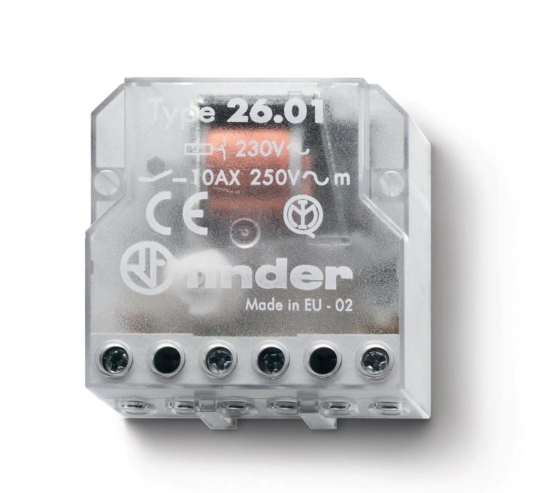 Реле шаговое электромеханич. 1NO 10А 2 состояния AgNi 12В AC монтаж в коробке IP20 FINDER 260180120000