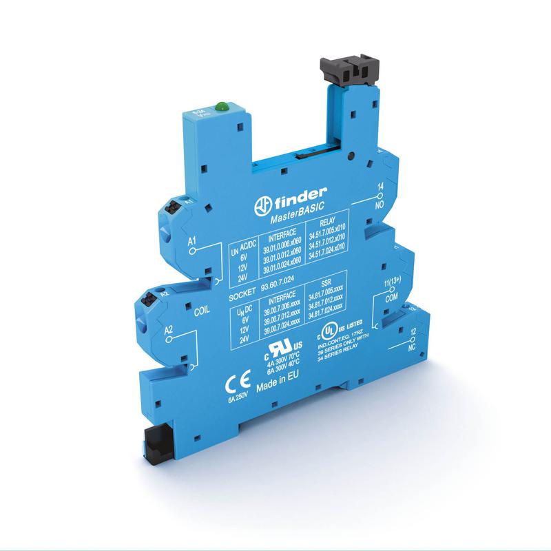 Розетка MasterBASIC с безвинт. клеммами Push-in для реле 34 серии 230-240В AC в комплекте пластик. клипса опции: LED FINDER 93608230