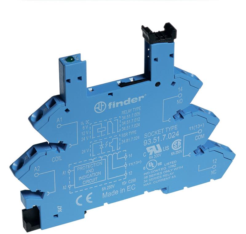 Розетка с безвинт. клеммами (пружинный зажим) для реле 34 серии 125В AC в комплекте пластик. клипса опции: LED FINDER 93513125