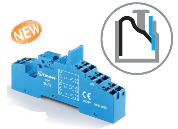 Розетка с безвинт. клеммами Push-in для реле 40.51 40.52 40.61 40.62 модули 99.02 86.03 в комплекте металлич. клипса 095.71 син. FINDER 95P5SMA